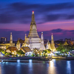Wat Arun (Temple of Dawn) and Chao Praya River, Bangkok, Thailand