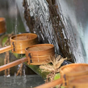 Water ladles at Kushida Shrine, Fukuoka, Kyushu, Japan