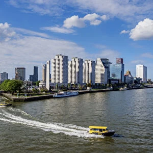 Water Taxi on New Meuse River, Rotterdam, South Holland, The Netherlands