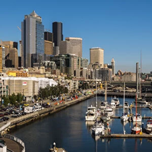 Waterfront and downtown skyline, Seattle, Washington, USA