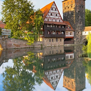Weinstadel and Maxbrucke along River Pegnitz, Nuremberg, Bavaria, Germany