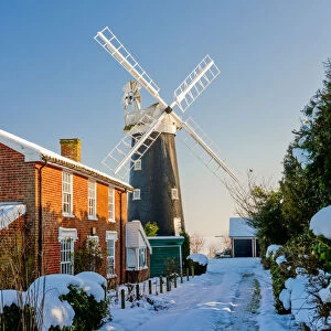 Wicklewood Mill & Cottage in Winter, Wicklewood, Norfolk, England