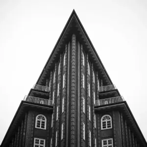 Wide Angle Print of Chilehaus Brick Expressionism Architecture Wide Angle Print of Chilehaus Brick Expressionism Architecture