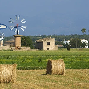 Windmills near Sant Jordi, Majorca, Balearic Islands, Spain