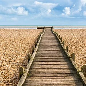 A wooden walkway in Dungeness, one of the largest expanses of shingle in Europe, Kent