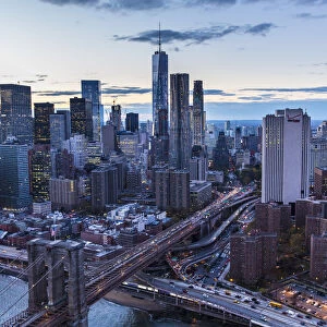 One World Trade Center, Lower Manhattan and Brooklyn Bridge, New York City, New York, USA