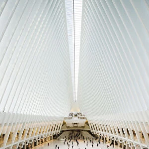 World trade centre towering above the terminal, New York, USA