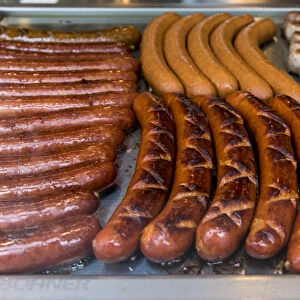 Wurstel sausages stand, Vienna, Austria