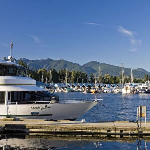 Yachts moored in Coal Harbour, Vancouver, British Columbia, Canada