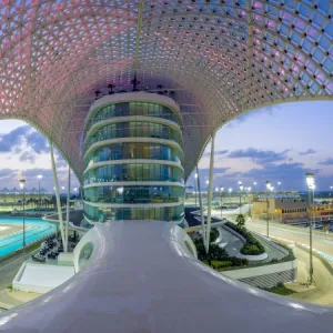 Yas Marina Hotel and Formula 1 race track, Yas Island, Abu Dhabi, United Arab Emirates