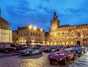 Central Square Prints: 1000 Miglia at Piazza Maggiore, Bologna, Emilia-Romagna, Italy