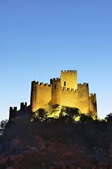 The 12th century mighty Templar castle of Almourol at sunset. Portugal
