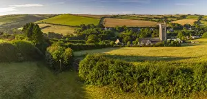 South Hams Prints: 13th Century St Nicholas and St Cyriac church in the village of South Pool, South Hams