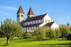 Images Dated 25th January 2019: 15th-century towers on the Romanesque church of Sts Peter and Paul in Reichenau-Niederzell