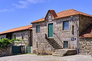 Beira Alta Prints: 16th century town hall building. Sanctuary of Our Lady of Lapa. Beira Alta, Portugal