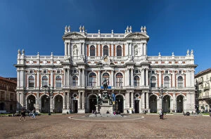 The 19th century rear facade of Palazzo Carignano on Piazza Carlo Alberto, Turin