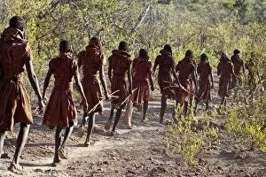 Images Dated 25th February 2011: After 2-3 months seclusion, Pokot initiates leave their camp in single file to celebrate Ngetunogh