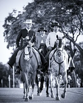 Ben Pipe Prints: 3 Horsemen, Feira de Cordoba, Cordoba, Andalucia, Spain