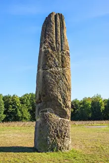 Saarland Prints: 4000 year-old Gollenstein, tallest menhir of central Europe, Blieskastel, Saarland