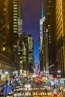 42nd Street at dusk, central Manhattan, New York, USA