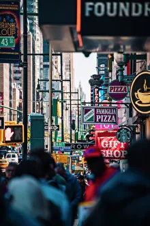 Images Dated 17th August 2022: 5th Avenue, Manhattan, traffic in cinematic tone, New York City, USA. Signs and lights