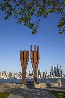 Hudson River Prints: 911 Memorial & Midtown Manhattan skyline from New Jersey, New York City, USA