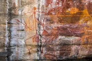 Rock Art Gallery: Aboriginal rock art depicting a Mimi Spirit at Ubirr, Kakadu National Park