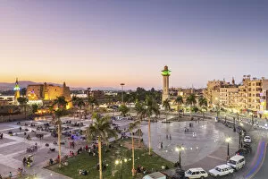 Duck Gallery: Abou Al Hagag Square at dusk, Luxor, Nile river, Egypt, Africa