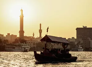 Al Bastakiya Gallery: Abra Boat on Dubai Creek at sunset, Dubai, United Arab Emirates