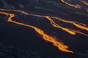 Images Dated 22nd February 2022: Abstract detail of lava flowing from Fagradalsfjall volcano, Geldingadalir, Reykjanes Peninsula