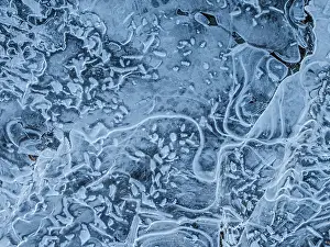 Thornton Prints: Abstract patterns in ice on frozen pond surface, Thornton, Ontario, Canada