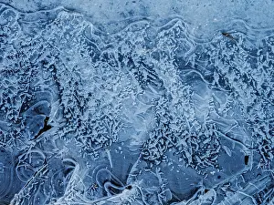 Thornton Prints: Abstract patterns in ice on frozen pond surface, Thornton, Ontario, Canada