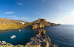 Images Dated 23rd February 2012: Acropolis of Lindos & Harbour, Lindos, Rhodes, Greece