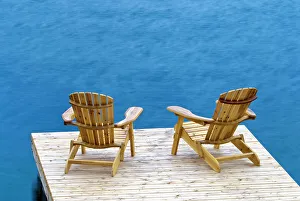 Cottage Country Prints: Adirodack Chairs on dock at Horseshoe Lake, Muskoka, Ontario, Canada