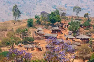 Lilongwe Prints: Adrica, Malawi, Lilongwe district. Typical village