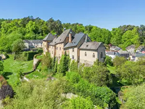 Luxembourg Prints: Aerail view at Bourglinster Castle