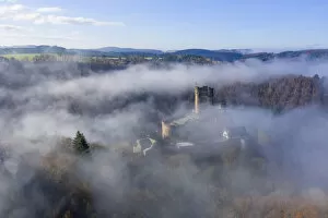 Aerail view at Ehrenburg castle, Brodenbach, Mosel valley, Hunsruck, Rhineland-Palatinate