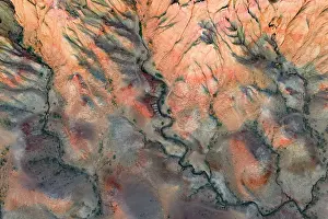 Gobi Region Prints: Aerial (drone) view of colourful geology