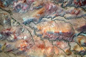 Gobi Region Prints: Aerial (drone) view of colourful geology