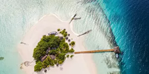 Images Dated 12th February 2018: Aerial drone view of a tropical island, Maldives