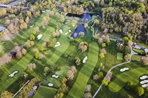 Images Dated 28th October 2016: Aerial of golf course in a suburb of New York city, USA