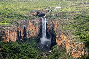 Images Dated 30th August 2023: Aerial of Jim Jim Falls, Kakadu National Park, Northern Territory, Australia