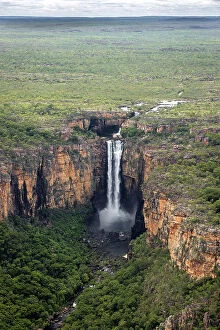 Images Dated 30th August 2023: Aerial of Jim Jim Falls, Kakadu National Park, Northern Territory, Australia