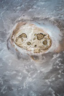 Outback Prints: Aerial of mound spring at Halligan Bay, Kati Thanda-Lake Eyre, South Australia, Australia