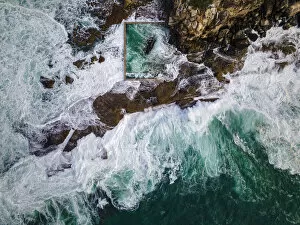 Aerial of North Curl Curl Rockpool, New South Wales, Australia