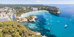 Images Dated 9th April 2019: Aerial panoramic of Cala Galdana beach, Menorca, Balearic Islands, Spain