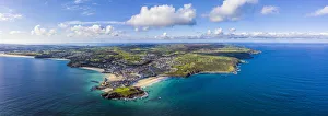 Holiday Home Prints: Aerial panoramic view of St. Ives, Cornwall, England