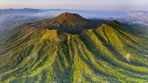 Campania Gallery: Aerial panoramic view of Vesuvius at dawn in summer, Naples, Campania, Italy