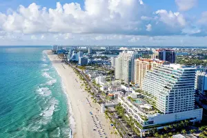 Fort Lauderdale Prints: Aerial Perspective of Fort Lauderdale Beach Ritz Carlton Hotel and North Ocean Drive Fort Lauderdale