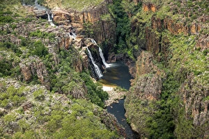 Images Dated 30th August 2023: Aerial of Twin Falls, Kakadu National Park, Northern Territory, Australia